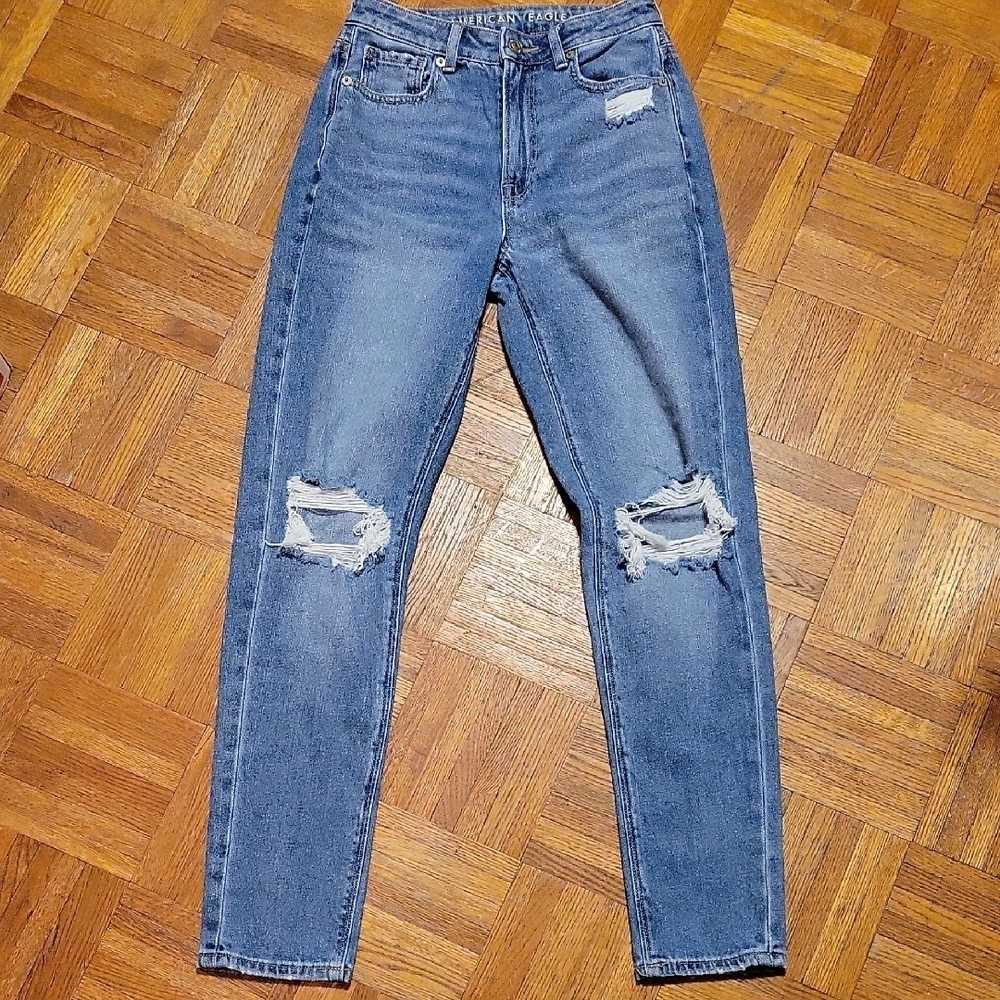 American Eagle Outfitters Distressed Blue Skinny Jeans SIZE 00